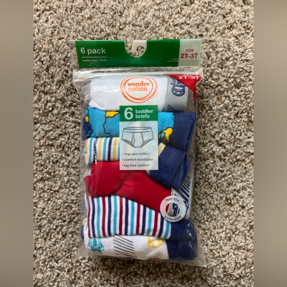 New Wonder Nation/ Toddler Boys/ 6 PACK /Briefs /Underwear/Size 2T-3T